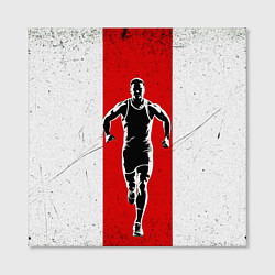 Холст квадратный Легкоатлет на красно-белом, цвет: 3D-принт — фото 2