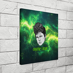 Холст квадратный Юрий Хой на фоне зеленых молний, цвет: 3D-принт — фото 2