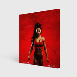 Холст квадратный Фитоняшка в красном, цвет: 3D-принт