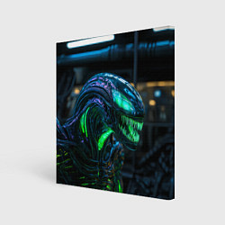 Холст квадратный Чужой с зеленым неоном, цвет: 3D-принт