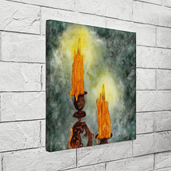 Холст квадратный Две горящие свечи в темноте, цвет: 3D-принт — фото 2