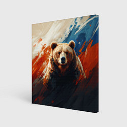 Холст квадратный Медведь и триколор, цвет: 3D-принт