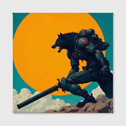 Холст квадратный Киберчеловек-волк, цвет: 3D-принт — фото 2