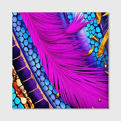 Холст квадратный Чешуя и розовое перо, цвет: 3D-принт — фото 2