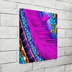 Холст квадратный Чешуя и розовое перо, цвет: 3D-принт — фото 2