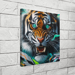 Холст квадратный Морда свирепого тигра - нейроарт, цвет: 3D-принт — фото 2