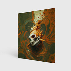 Холст квадратный Оранжевая рыба-скелет, цвет: 3D-принт