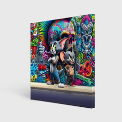 Холст квадратный Том и Джерри - панк не умер, цвет: 3D-принт