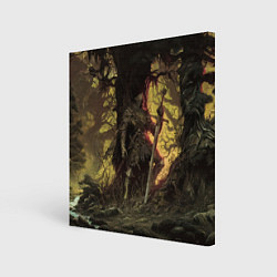 Холст квадратный Рыцарь в сумеречном лесу, цвет: 3D-принт