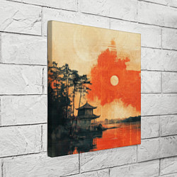 Холст квадратный Рыбацкий дом на закате, цвет: 3D-принт — фото 2