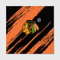Холст квадратный Чикаго Блэкхокс - фон с оранжевыми потертостами, цвет: 3D-принт — фото 2