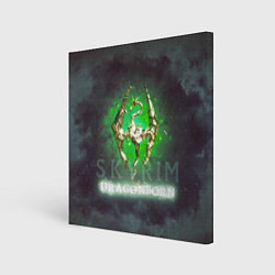 Холст квадратный Skyrim gold logo Dragonborn, цвет: 3D-принт