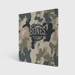 Холст квадратный Bones логотип на камуфляже, цвет: 3D-принт