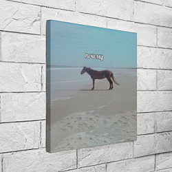 Холст квадратный Лошадь почему мем на берегу, цвет: 3D-принт — фото 2