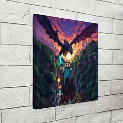 Холст квадратный Дракон края и Стив - Майнкрафт арт, цвет: 3D-принт — фото 2