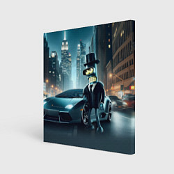 Картина квадратная Бендер рядом с Ламборджини - неоновый Нью-Йорк