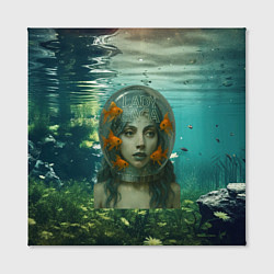 Холст квадратный Леди Гага под водой в аквариуме, цвет: 3D-принт — фото 2