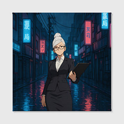Холст квадратный Dandadan Seiko в городе с планшетом, цвет: 3D-принт — фото 2