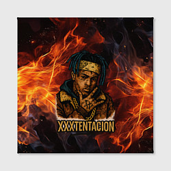 Холст квадратный XXXTentacion на фоне огня, цвет: 3D-принт — фото 2