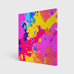 Холст квадратный Яркие пятна акриловой краски на стене, цвет: 3D-принт