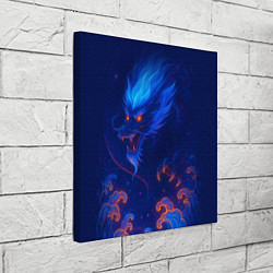 Холст квадратный Неоновый космический дракон - нейроарт, цвет: 3D-принт — фото 2