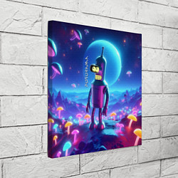 Холст квадратный Bender bending robot on the neon mushrooms planet, цвет: 3D-принт — фото 2
