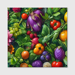 Холст квадратный Микс: овощи фрукты зелень - паттерн, цвет: 3D-принт — фото 2