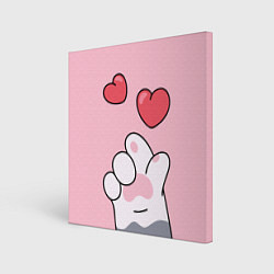 Холст квадратный Cats hands with hearts, цвет: 3D-принт