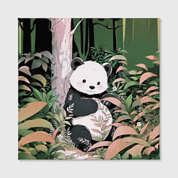 Холст квадратный Панда в лесу, цвет: 3D-принт — фото 2