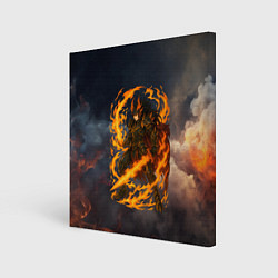 Холст квадратный Герой аниме дракон с огненным мечем, цвет: 3D-принт