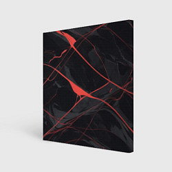 Холст квадратный Текстура мрамора с красными полосками, цвет: 3D-принт