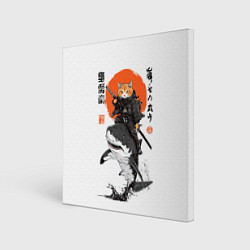 Холст квадратный Кот на акуле, цвет: 3D-принт