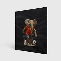 Холст квадратный Слон футболист, цвет: 3D-принт