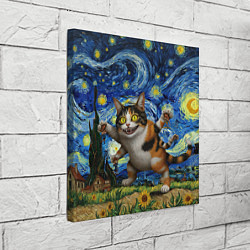 Холст квадратный Звездная ночь и кот монстр, цвет: 3D-принт — фото 2