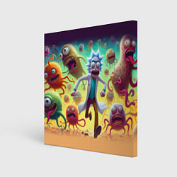 Холст квадратный Рик Санчес убегает от монстров, цвет: 3D-принт