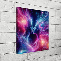 Холст квадратный Космический поцелуй - неоновое свечение, цвет: 3D-принт — фото 2