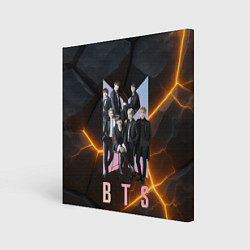 Холст квадратный BTS черный фон из камней, цвет: 3D-принт