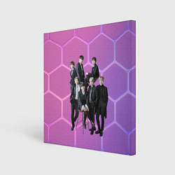 Холст квадратный BTS розовые соты, цвет: 3D-принт