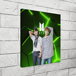Холст квадратный BTS зеленые неоновые плиты, цвет: 3D-принт — фото 2
