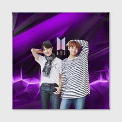 Холст квадратный BTS черно-фиолетовый фон, цвет: 3D-принт — фото 2