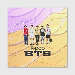Холст квадратный BTS желто-розовый фон, цвет: 3D-принт — фото 2