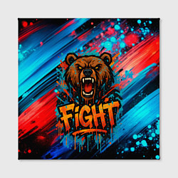 Холст квадратный Fight - медведь в краске, цвет: 3D-принт — фото 2