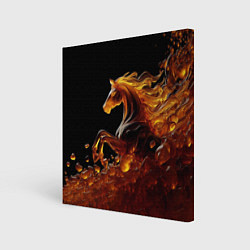 Холст квадратный Оранжево желтая лошадь созданная из янтаря, цвет: 3D-принт