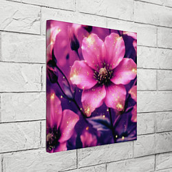 Холст квадратный Волшебный розовый цветок с искрами, цвет: 3D-принт — фото 2