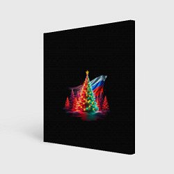Холст квадратный Ёлочные чудеса, цвет: 3D-принт