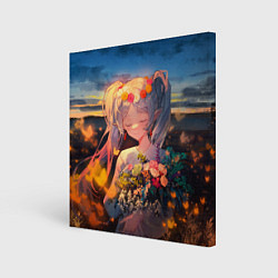 Холст квадратный Фрирен с цветами, цвет: 3D-принт