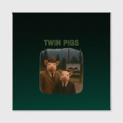 Холст квадратный Twin Pigs пародия, цвет: 3D-принт — фото 2