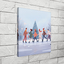 Холст квадратный Новогодние выходные на катке, цвет: 3D-принт — фото 2