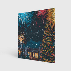 Картина квадратная Новогодний салют