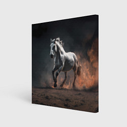 Холст квадратный Белая лошадь, цвет: 3D-принт